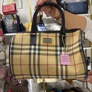 Burberry Tan and Black Plaid Satchel